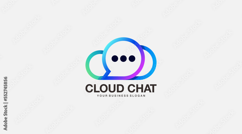 Cloud chat vector logo design symbol illustration