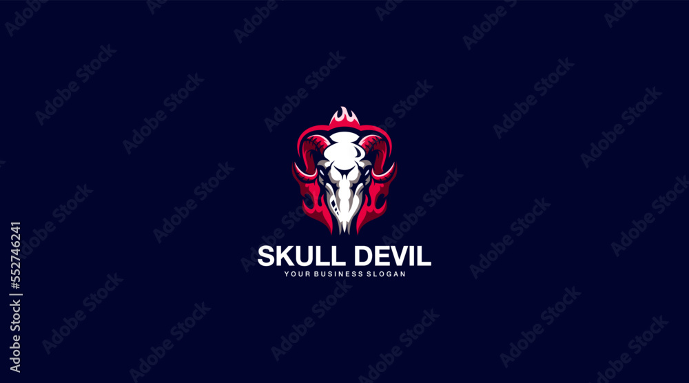 Skull devil vector logo design illustration symbol Skull devil vector logo design illustration symbol