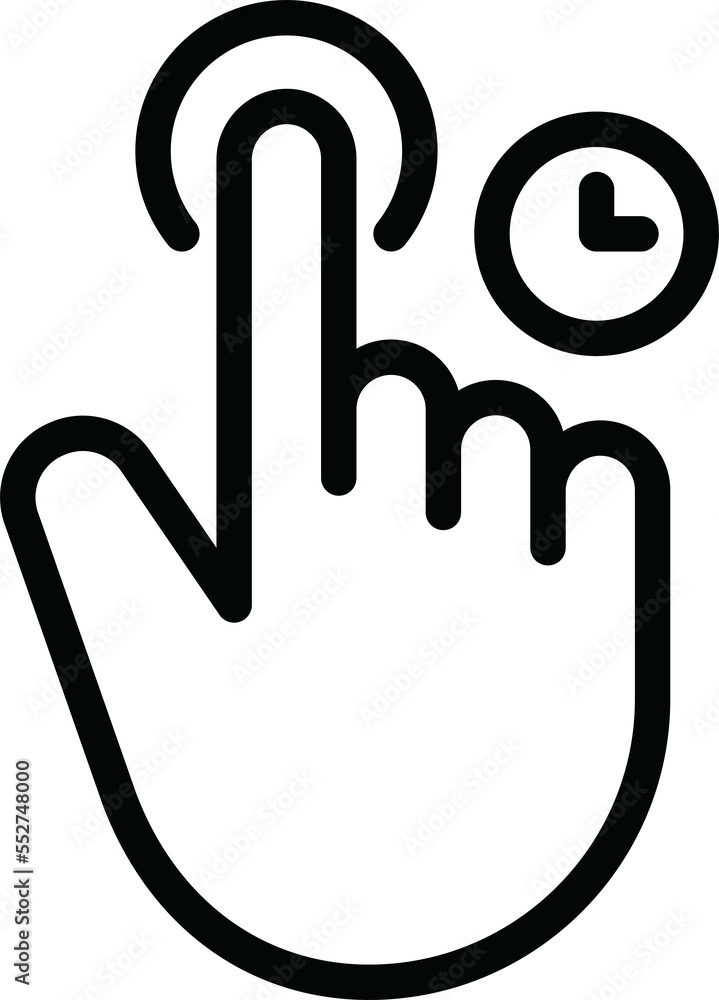 Fingers touch and hold, Linear icon.