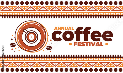 Coffee Festival. For coffee lovers. Event for professionals in the coffee industry. Cafes, restaurants and coffee roasters. Trainings for baristas from staff schools. Creative Illustration. Vector