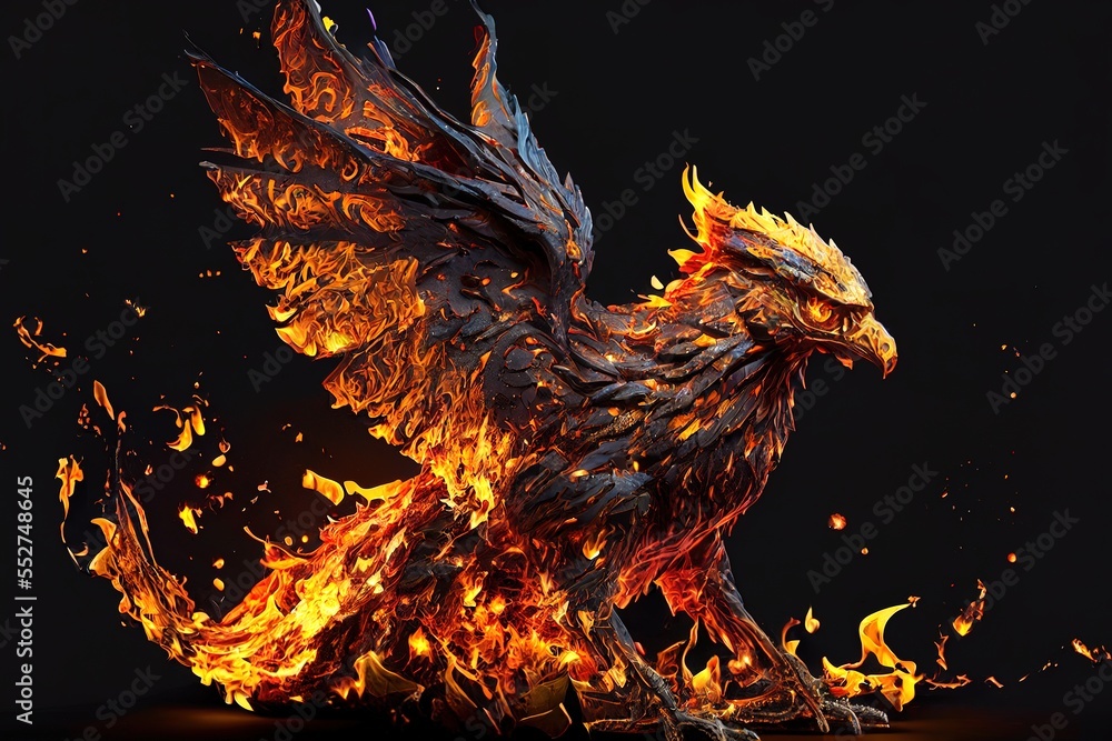 Fototapeta premium Burning phoenix. Creative ai generated illustration. Generative art