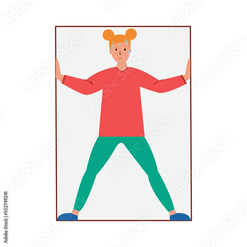 Girl suffering from claustrophobia, human fear concept vector Illustration on a white background.