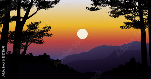 sunset over the mountains