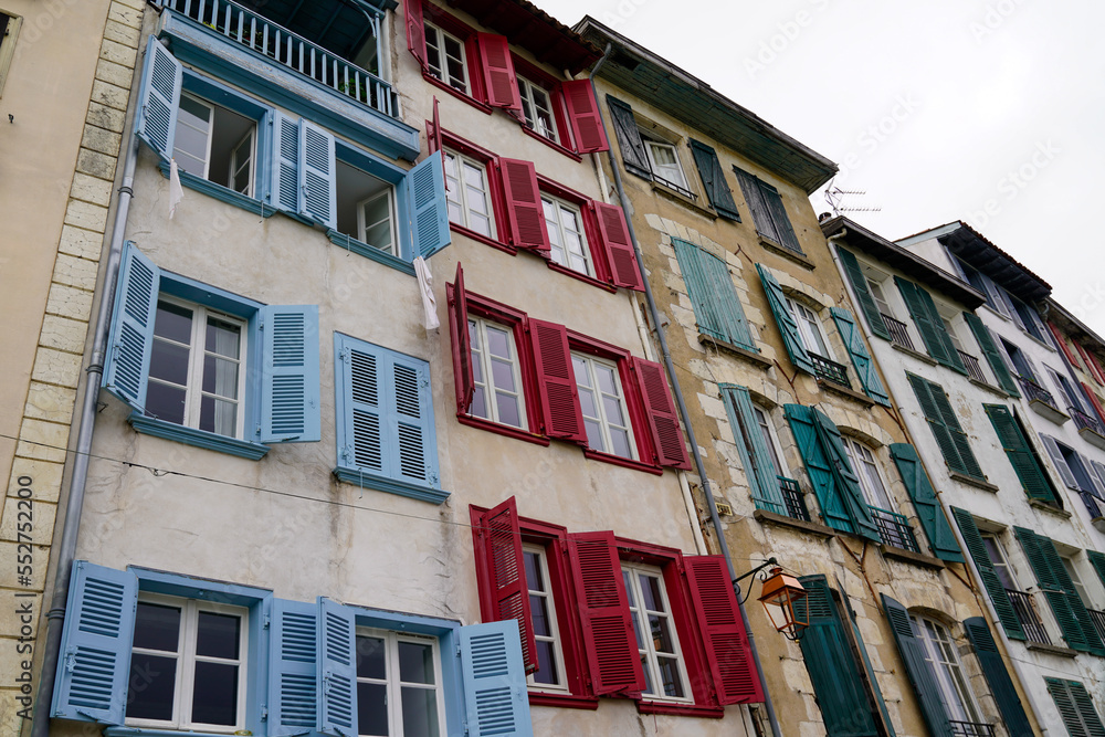 Naklejka premium Typical Basque house facade in Basque Country bayonne France