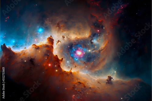 fantasy ai generative visualisation of Carina Nebula in a deep galaxy in space