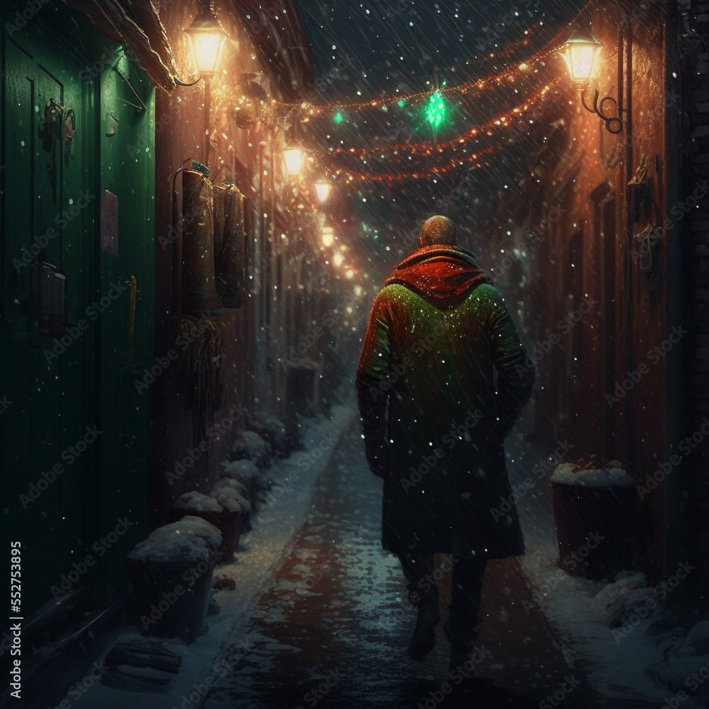 person in the christmas night