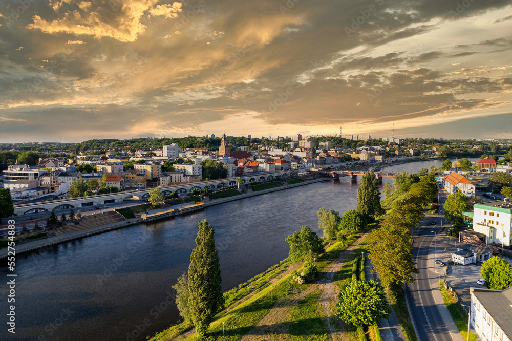 Fototapeta premium Beautiful aerial view of the old town of Gorzów Wlkp Lubuskie Voivodeship Poland.