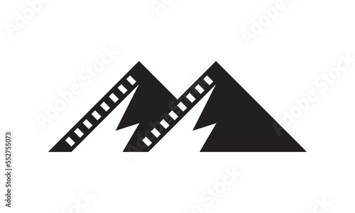 black mountain movie logo. simple concept for production of video cinema film vector design.