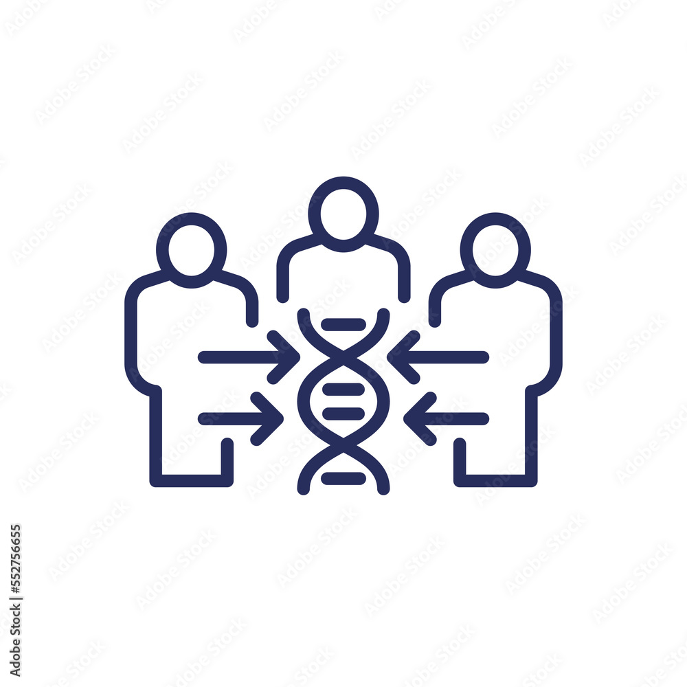 cloning or clones line icon with dna and people cloning or clones line icon with dna and people
