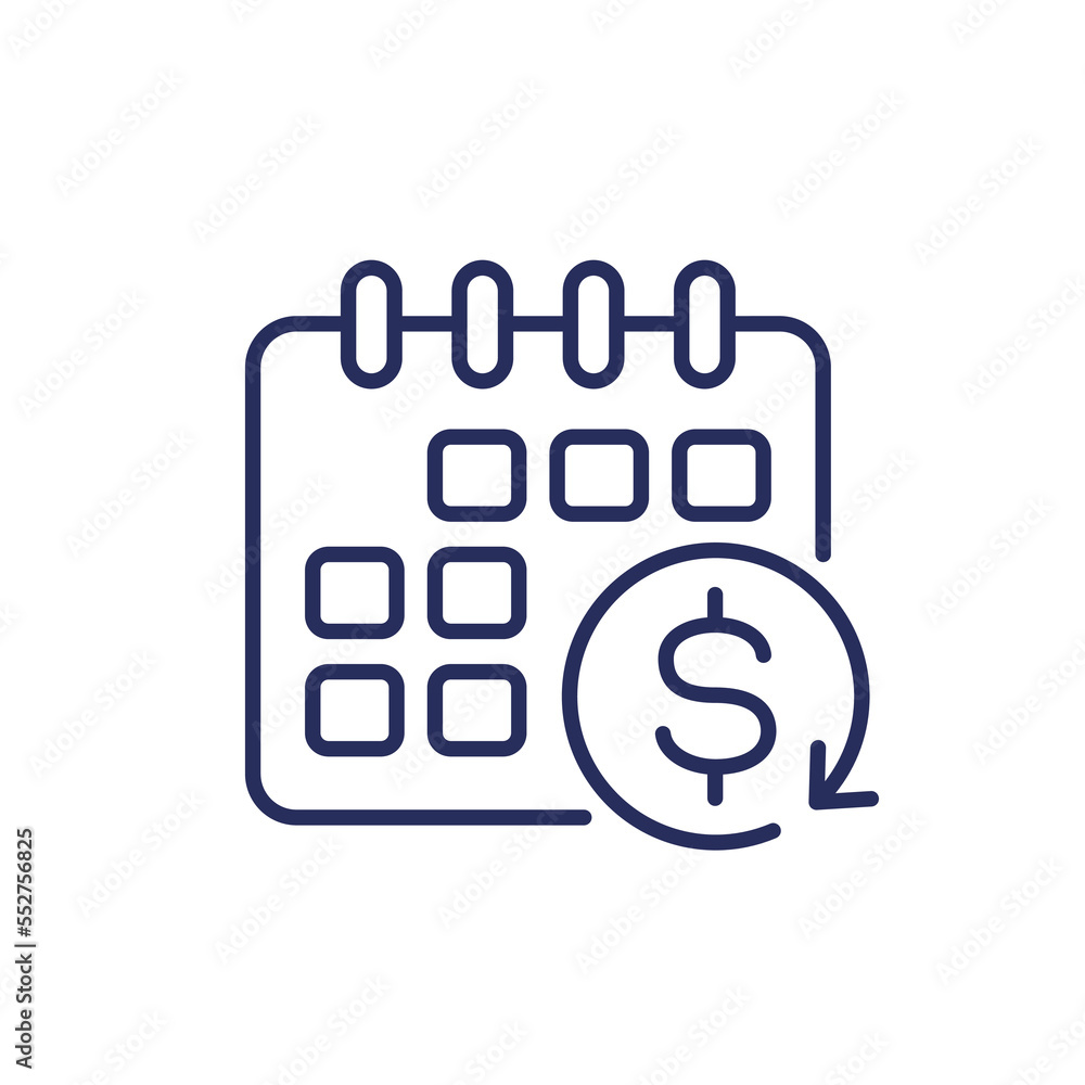 monthly subscription auto-renewal line icon monthly subscription auto-renewal line icon