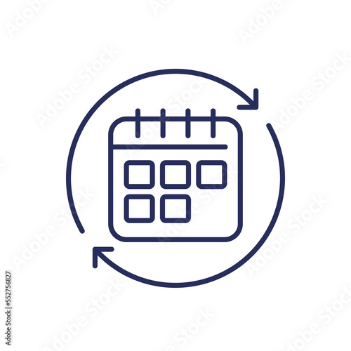 monthly subscription auto-renewal icon, line vector