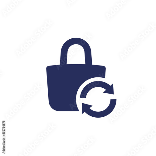 Return policy icon with a bag, minimal design