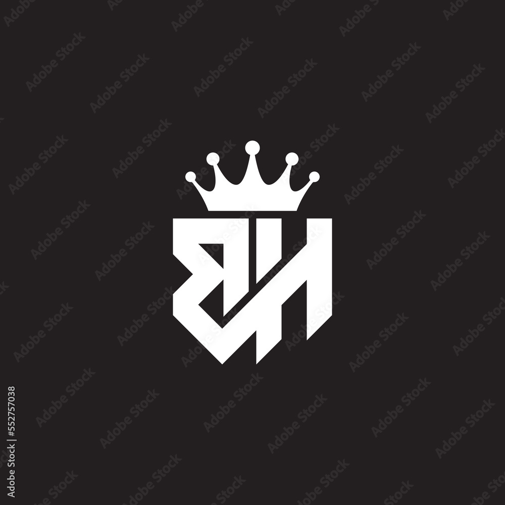 BH or HB letters logo initials monogram shield and crown geometric BH or HB letters logo initials monogram shield and crown geometric