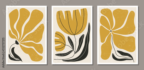 Fotografija Matisse inspired contemporary collage botanical minimalist wall art posters set