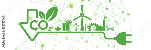 reducing CO2 emissions to stop climate change. green energy background	