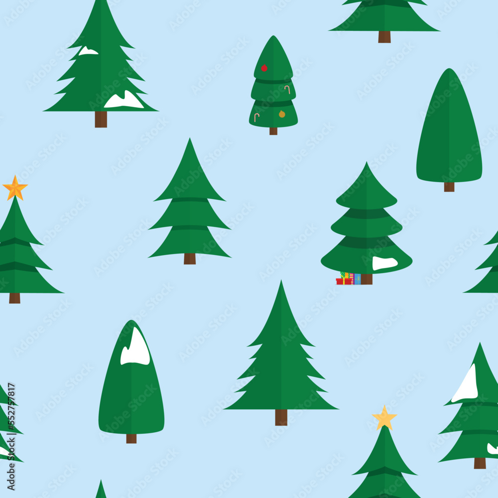 seamless pattern Christmas tree with decorations, pine Forrest vector EPS10