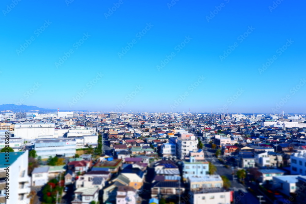 上空から俯瞰した住宅街の風景