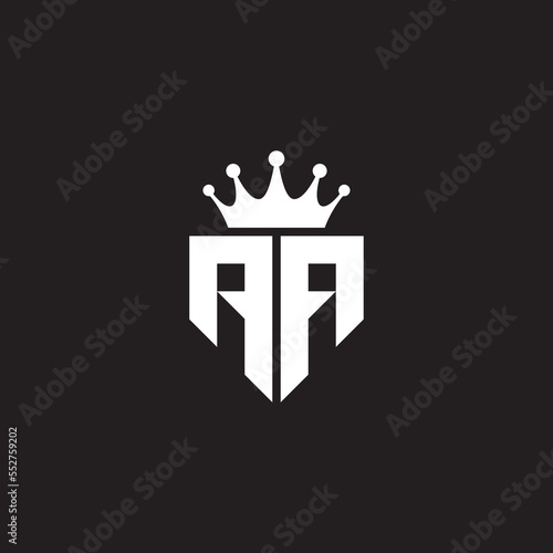 AA letters logo initials monogram shield and crown geometric