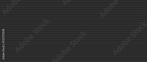 Vector metal horizontal lines wall texture. Grey iron fence seamless pattern. Roofing tile material surface. Flooring plank background. Plastic siding structure. Wood black facade. Industrial striped