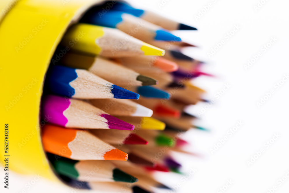 Many different colored pencils isolated on white background Many different colored pencils isolated on white background
