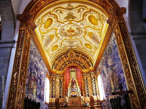 Intérieur de l'église Igreja da Nossa Senhora da Conceiçao à Ribeira Grande sur l'île de Sao Miguel dans l'archipel des Açores au Portugal. Europe