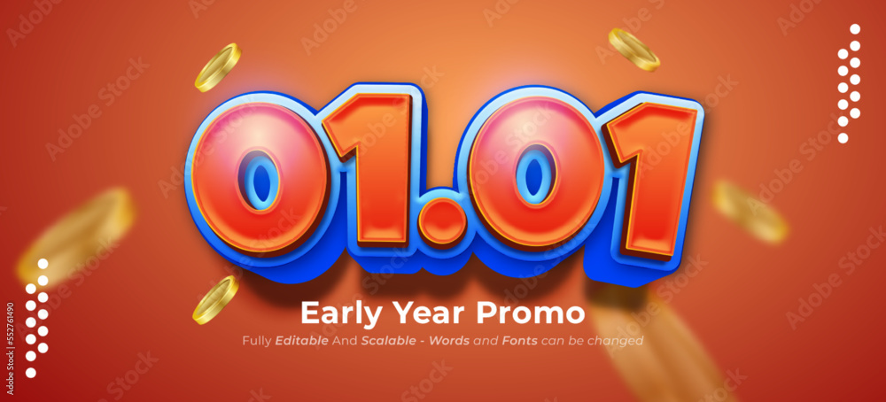 01.01 special offer early year promo text editable three dimension style