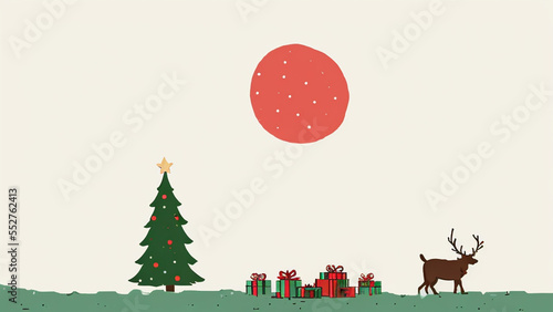 Beautiful illustration, holiday decorations with a cute deer