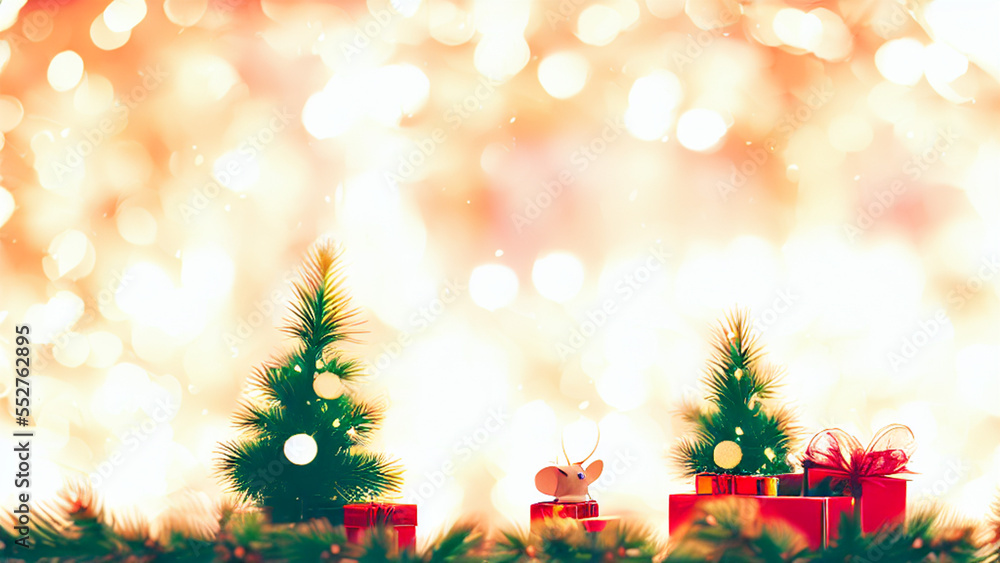 Beautiful holiday decorations with a cute little mouse Beautiful holiday decorations with a cute little mouse