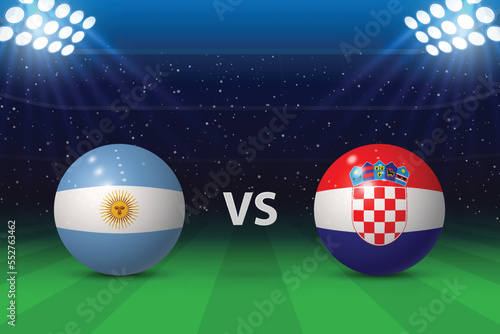 Argentina vs Croatia. Football scoreboard broadcast graphic