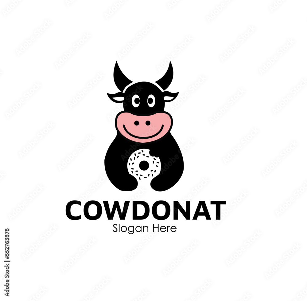 cow donut logo design concept with negative space cow donut logo design concept with negative space