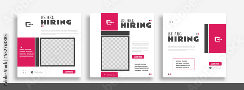 We are hiring job vacancy social media post banner design template. We are hiring job vacancy square web banner design.	