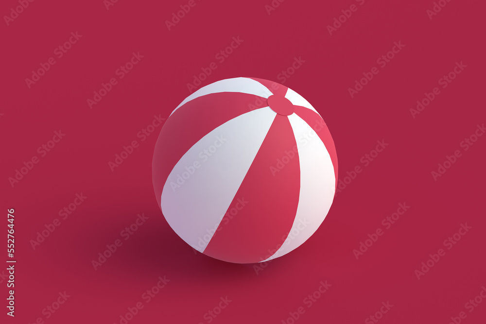 Beach ball of magenta on red background. Color of the year 2023. 3d render Beach ball of magenta on red background. Color of the year 2023. 3d render