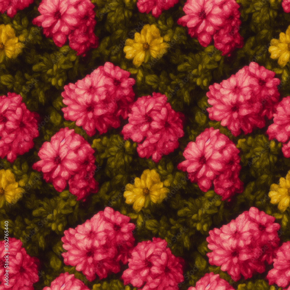 Obraz premium Seamless flowers pattern. Endless colorful floral background. Digital illustration.