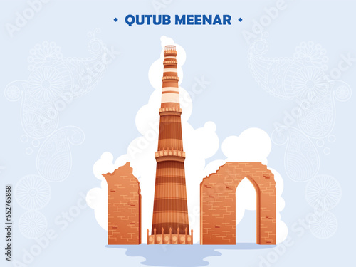 Illustration of Famous Indian monument Qutub Minar
