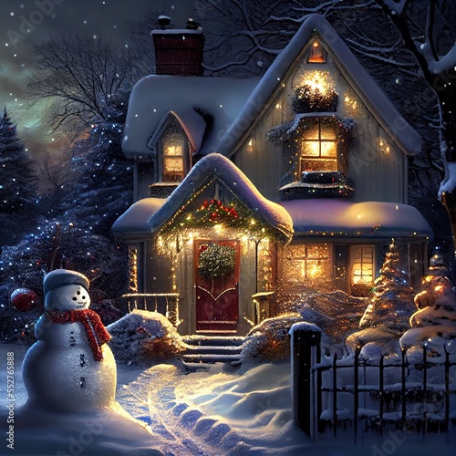 house exterior christmas scene