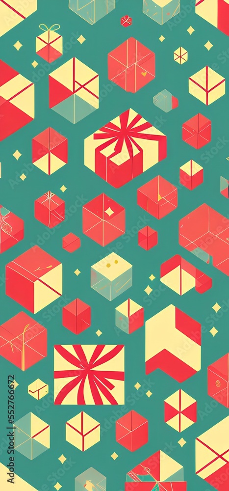 Cartoon background of Christmas tree and Christmas gift, illustration.Generative AI Cartoon background of Christmas tree and Christmas gift, illustration.Generative AI