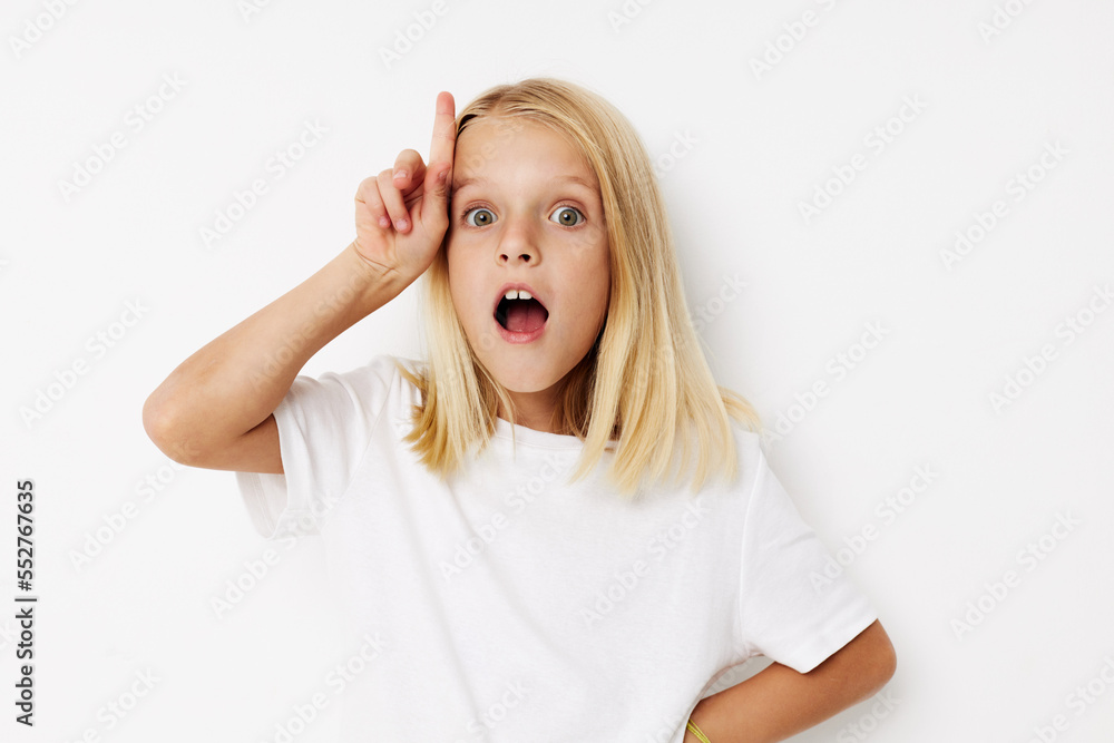 Little cute girl hand gesture fun fashion cropped view Little cute girl hand gesture fun fashion cropped view
