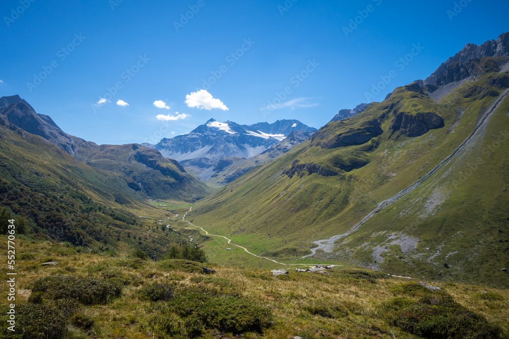 Alpine glaciers and mountains landscape in French alps