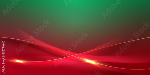 Green And Red Abstract Background Design With Beautiful Golden Elements Vector Illustration