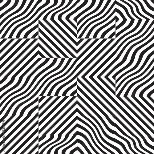 Seamless pattern with lines.Unusual poster Design .Black Vector stripes .Geometric shape. Endless textur