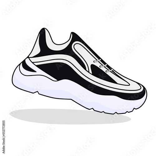 Sneaker shoes on a white background. Flat design concept. Vector illustration. Sneakers in a flat style. Side view sneakers. Sneakers fashion.