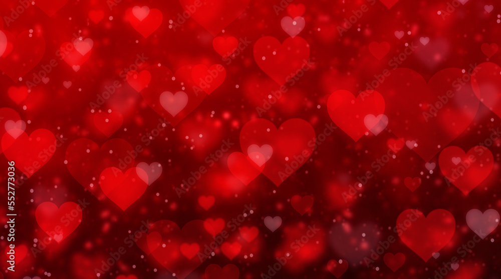 Red heart romantic light blurred bokeh background