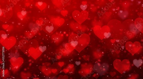 Red heart romantic light blurred bokeh background