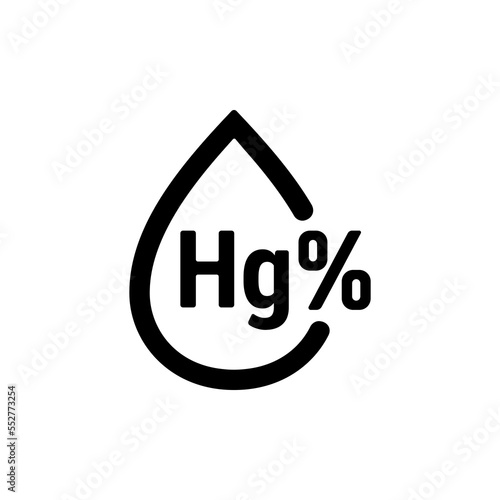 Mercury icon vector or Mercury outline icon or Hg symbol isolated. Periodic table element mercury icon on white background. Vector illustration. hydrargyrum outline icon, or quicksilver isolated sign.