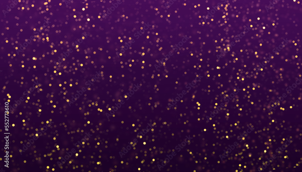 Night purple yellow particles sparkling with blurred light as decoration and background Night purple yellow particles sparkling with blurred light as decoration and background
