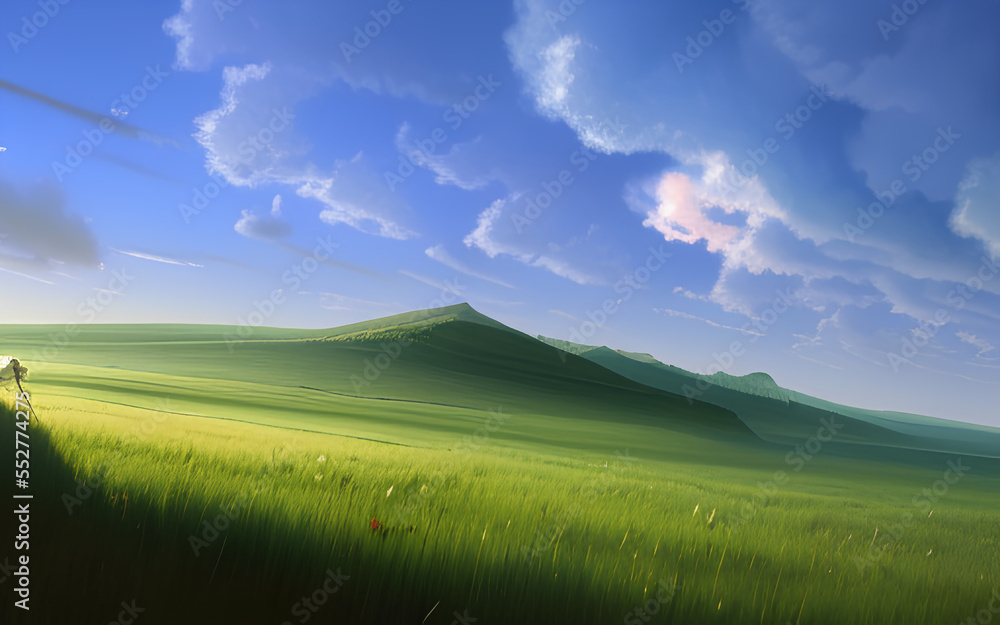 Fototapeta premium field and blue sky generative ai, generative, ai