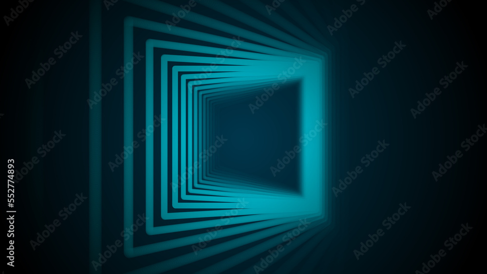 Absorption tunnel on a black background. Hypnotic abstract illusion. Abstract 3d portal. 3d rendering.