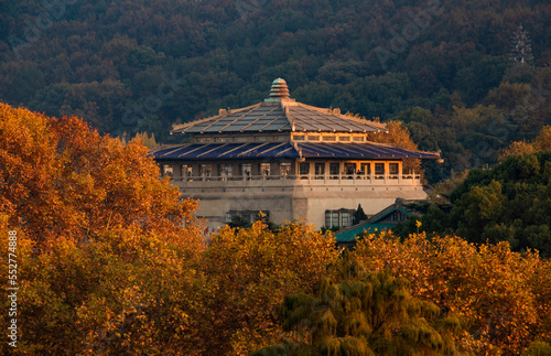 The main building in the autumn of Wuhan University, Wuhan, Hubei, China photo