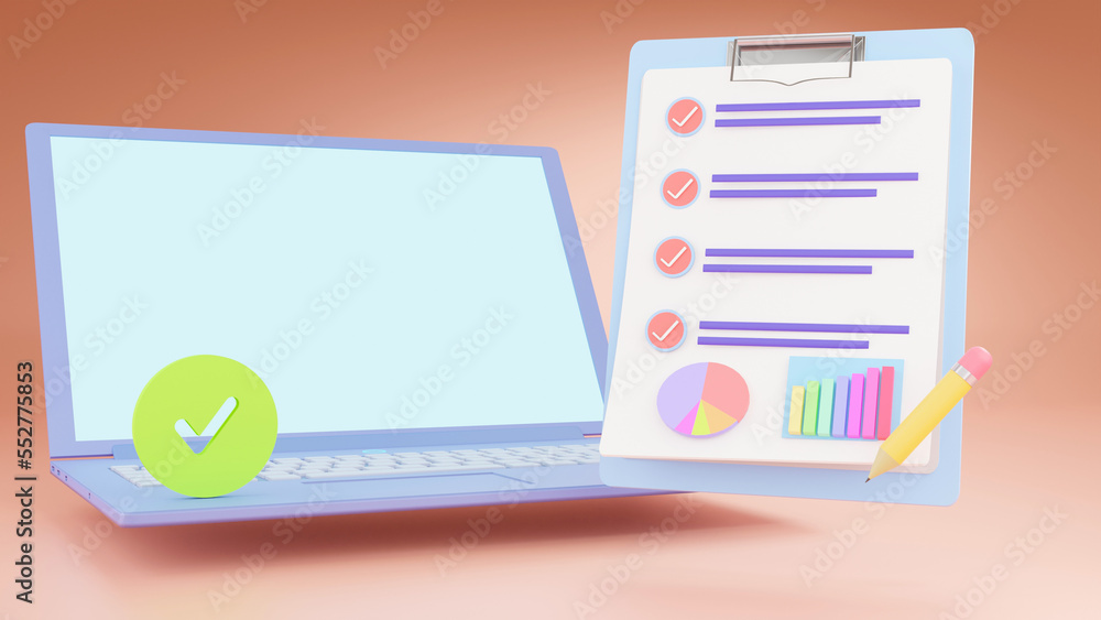 3d clipboard task plan management todo check list and then processed on the computer, efficient work on project plan, fast progress, level up concept. 3d rendering. Vector illustration 3d clipboard task plan management todo check list and then processed on the computer, efficient work on project plan, fast progress, level up concept. 3d rendering. Vector illustration