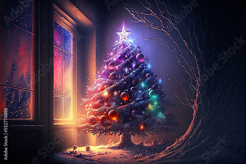 Colorful Christmas decoration background photo